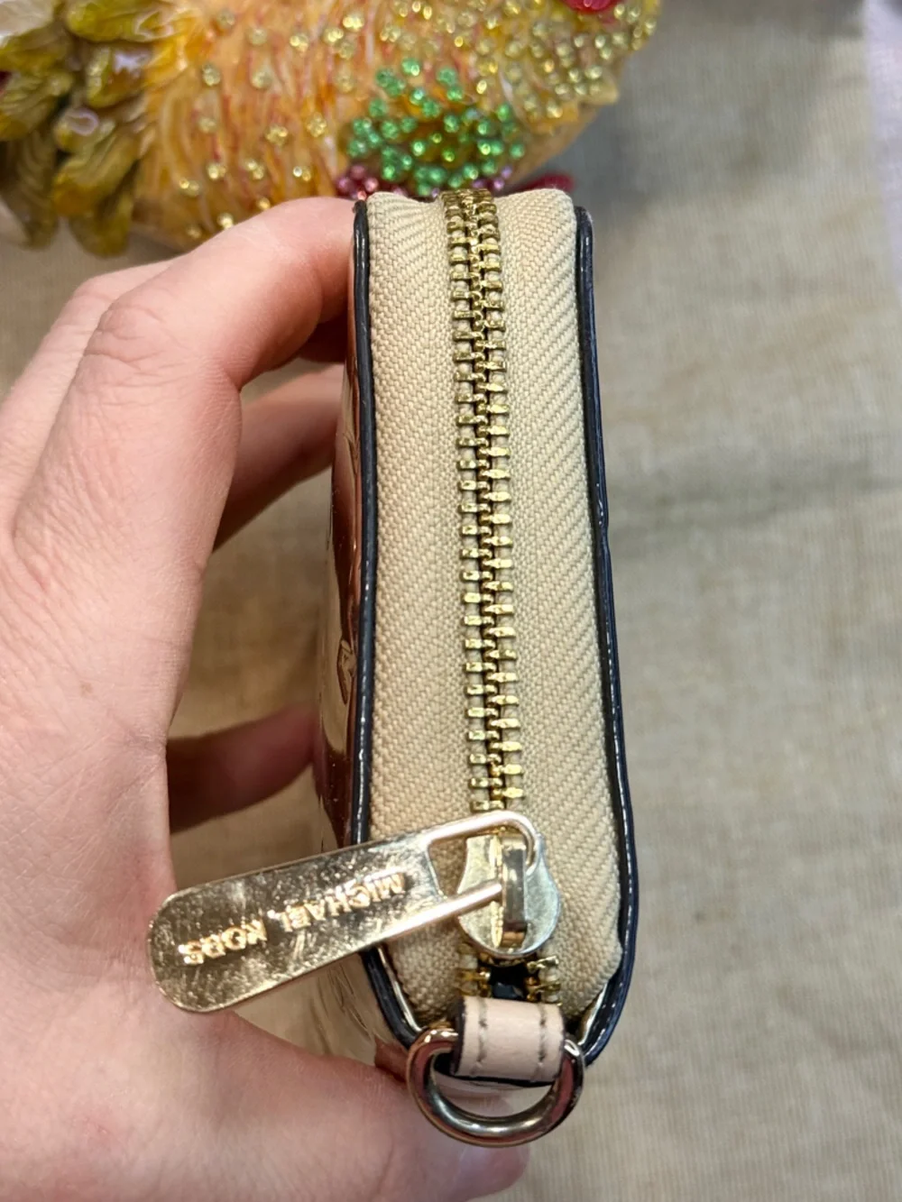 Michael Kors Gold Embossed Women's Wallet - Picture 5 of 8